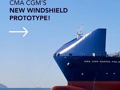 CMA CGM trials a windshield on board its boxship to cut emissions