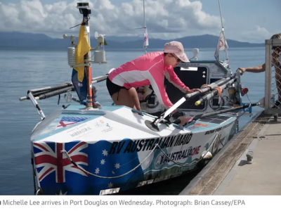 Five hurricanes and 240 days later: Australian woman rows 14,000km solo across the Pacific